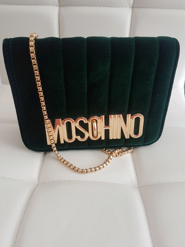 moschino green velvet bag